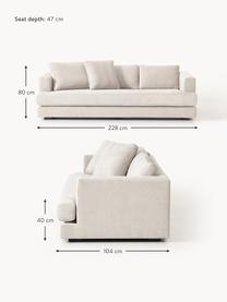 Sofa Tribeca (3-osobowa), Tapicerka: 100% poliester Dzięki tka, Stelaż: drewno bukowe, drewno sos, Nogi: drewno sosnowe Ten produk, Jasnobeżowa tkanina, S 228 x G 104 cm