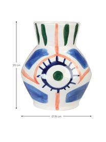 Vase en céramique fait main Baariq, Blanc, bleu, orange, vert