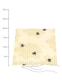 Chiffons en cire d'abeille Bee, 3 élém., Coton, cire, Jaune, noir, Lot de différentes tailles