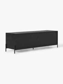 Mueble de TV con tejido vienés Vienna, Estructura: madera de mango maciza pi, Patas: metal con pintura en polv, Madera de mango, negro, An 160 x Al 50 cm