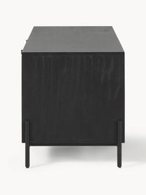 Mueble de TV con tejido vienés Vienna, Estructura: madera de mango maciza pi, Patas: metal con pintura en polv, Madera de mango, negro, An 160 x Al 50 cm