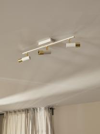 LED-Deckenstrahler Bobby, Baldachin: Metall, pulverbeschichtet, Weiß, Goldfarben, B 66 x H 13 cm