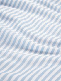 Taie d'oreiller réversible en coton à rayures Lorena, Bleu clair, blanc, larg. 50 x long. 70 cm