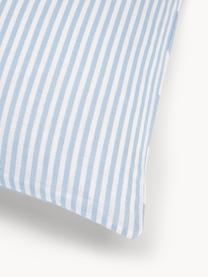 Funda de almohada doble cara de algodón a rayas Lorena, Azul claro, blanco, An 45 x L 110 cm