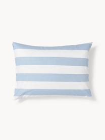 Funda de almohada doble cara de algodón a rayas Lorena, Azul claro, blanco, An 45 x L 110 cm