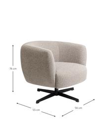 Fauteuil pivotant gris Ricky, Tissu gris, larg. 56 x prof. 55 cm