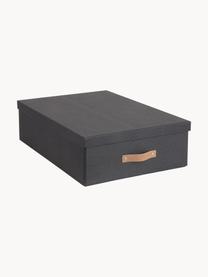 Aufbewahrungsbox Karolin, Box: fester Karton, Griff: Leder, Anthrazit, Beige, B 39 x T 56 cm
