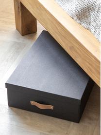 Caja Karolin, Caja: cartón rígido, Asa: cuero, Gris antracita, beige, An 39 x F 56 cm