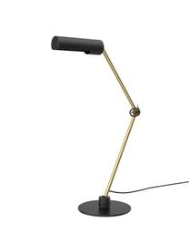 Verstellbare Schreibtischlampe Slender in Gold-Schwarz, Lampenschirm: Stahl, beschichtet, Lampenfuß: Stahl, beschichtet, Schwarz, Messingfarben, 28 x 48 cm
