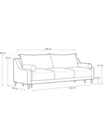 Divano letto 3 posti in velluto blu scuro con contenitore Lea, Rivestimento: velluto di poliestere Il , Piedini: metallo verniciato a polv, Velluto blu scuro, ottonato, Larg. 215 x Alt. 94 cm