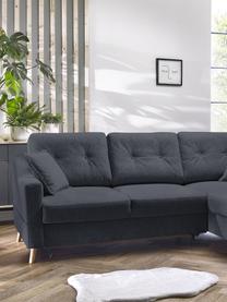 Sofa narożna z funkcją spania i miejscem do przechowywania Sweden, Tapicerka: poliester, Nogi: drewno naturalne, Antracytowy, S 224 x G 149 cm