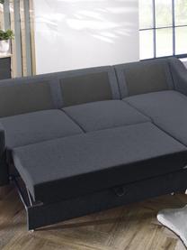 Sofa narożna z funkcją spania i miejscem do przechowywania Sweden, Tapicerka: poliester, Nogi: drewno naturalne, Antracytowy, S 224 x G 149 cm