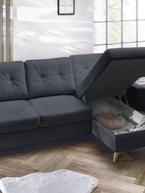Sofa narożna z funkcją spania i miejscem do przechowywania Sweden, Tapicerka: poliester, Nogi: drewno naturalne, Antracytowy, S 224 x G 149 cm