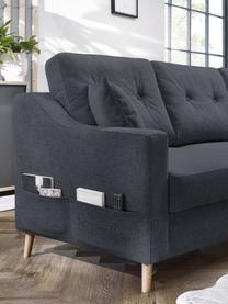 Sofa narożna z funkcją spania i miejscem do przechowywania Sweden, Tapicerka: poliester, Nogi: drewno naturalne, Antracytowy, S 224 x G 149 cm