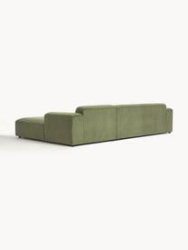 Cord-Ecksofa Melva (4-Sitzer), Bezug: Cord (92% Polyester, 8% P, Gestell: Massives Kiefernholz, Spa, Füße: Kunststoff Dieses Produkt, Cord Olivgrün, B 319 x T 195 cm, Eckteil links