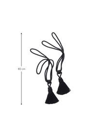 Alzapaños con borla Manon, 2 uds., 100% algodón, Negro, L 80 cm