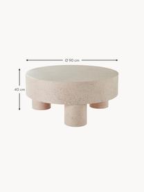 Ronde salontafel Malaro, Gepoedercoat ijzer, Beige, gespikkeld, Ø 90 cm