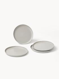 Snídaňové talíře s reliéfem Rhea, tečkované, 4 ks, Kamenina, Světle šedá, Ø 21 cm, V 2 cm