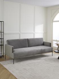 Samt-Schlafsofa Fluente (3-Sitzer), Bezug: Samt (Hochwertiger Polyes, Gestell: Massives Kiefernholz, Füße: Metall, pulverbeschichtet, Samt Grau, B 220 x T 88 cm