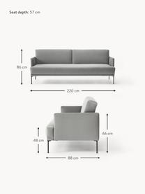 Samt-Schlafsofa Fluente (3-Sitzer), Bezug: Samt (Hochwertiger Polyes, Gestell: Massives Kiefernholz, Samt Grau, B 220 x T 88 cm