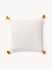 Housse de coussin en coton au design Starry de Kera Till, Blanc cassé, vert foncé, jaune soleil, larg. 50 x long. 50 cm