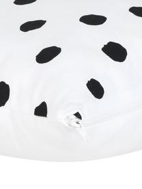 Housse de coussin imprimé pois Riley, 100 % coton, Noir, blanc, larg. 40 x long. 40 cm