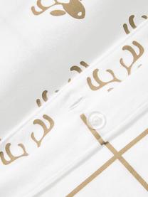Taie d'oreiller réversible en flanelle à imprimé hivernal Vince, Blanc, beige, larg. 50 x long. 70 cm