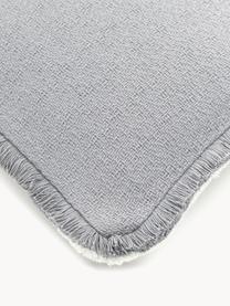 Copricuscino reversibile color grigio chiaro con frange Loran, 100% cotone, Grigio, Larg. 30 x Lung. 50 cm