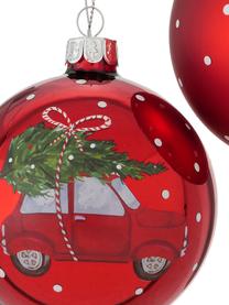 Kerstballenset Töffy, 2-delig, Rood, wit, groen, grijs, Ø 8 cm