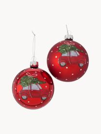 Bolas de Navidad Töff, Ø 8 cm, 2 uds., Rojo, blanco, verde, gris, Ø 8 cm