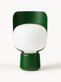 Petite lampe à poser artisanale Blom, Blanc, vert foncé, Ø 15 x haut. 24 cm