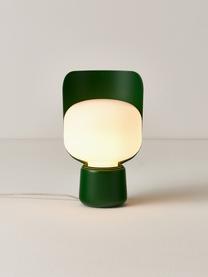 Petite lampe à poser artisanale Blom, Blanc, vert foncé, Ø 15 x haut. 24 cm