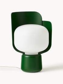 Petite lampe à poser artisanale Blom, Blanc, vert foncé, Ø 15 x haut. 24 cm