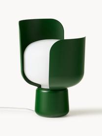Ręcznie wykonana lampa stołowa Blom, Stelaż: metal powlekany, Biały, ciemny zielony, Ø 15 x 24 cm