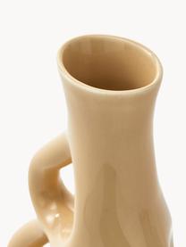 Ručně vyrobená keramická váza Three Ears, V 21 cm, Glazovaná keramika, Béžová, Š 17 cm, V 21 cm