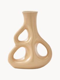 Vase en céramique fait main Three Ears, haut. 21 cm, Céramique, Beige, larg. 17 x haut. 21 cm