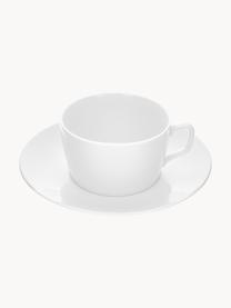 Handgefertigte Porzellan-Kaffeetassen Cosmopolitan mit Untertassen, 2 Stück, Porzellan, Weiß, Ø 12 x H 7 cm, 250 ml