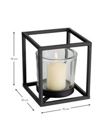 Windlicht Quattro, Gestell: Metall, beschichtet, Schwarz, B 16 x H 18 cm