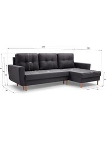 Sofa narożna z funkcją spania i miejscem do przechowywania Neo (4-osobowa), Tapicerka: 100% poliester, Antracytowy, S 230 x G 140 cm