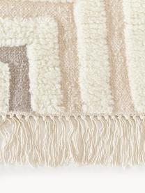 Tapis kilim tissé main avec franges Calais, 80 % laine, 20 % coton

Les tapis en laine peuvent perdre des fibres lors des premières semaines et des peluches peuvent se former, ce phénomène est naturel et diminue à mesure de votre usage et du temps, Beige, terracotta, taupe, larg. 80 x long. 150 cm (taille XS)