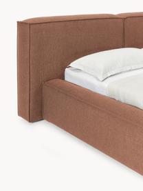 Gestoffeerd bed Lennon met opbergfunctie, Bekleding: 100 % polyester Met 115.0, Frame: massief grenenhout, FSC-g, Poten: hout, FSC-gecertificeerd,, Geweven stof nougatkleurig, B 268 x D 243 cm (ligvlak 200 x 200 cm)