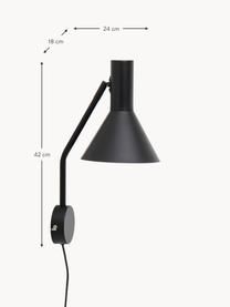 Aplique orientable de diseño Lyss, Lámpara: metal recubierto, Cable: plástico, Negro, F 18 x Al 42 cm