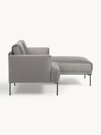 Kleines Samt-Ecksofa Fluente, Bezug: Samt (100 % Polyester) De, Gestell: Massives Kiefernholz, Bir, Samt Grau, B 198 x T 152 cm, Eckteil links