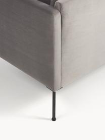 Kleines Samt-Ecksofa Fluente, Bezug: Samt (100 % Polyester) De, Gestell: Massives Kiefernholz, Bir, Füße: Metall, pulverbeschichtet, Samt Grau, B 198 x T 152 cm, Eckteil links