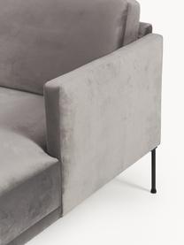 Petit canapé d'angle en velours Fluente, Velours gris, larg. 198 x prof. 152 cm, méridienne à gauche