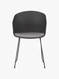 Chaises en cuir synthétique avec coussin d'assise Bogart, 2 pièces, Noir, larg. 51 x prof. 52 cm