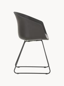 Kunststoffen armstoelen Bogart met stoelkussen, 2 stuks, Bekleding: polyester Met 58.000 schu, Poten: gelakt metaal, Zwart, B 51 x D 52 cm