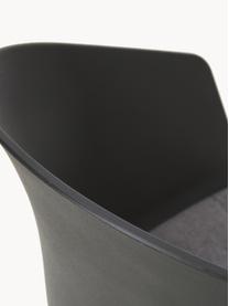 Kunststoffen armstoelen Bogart met stoelkussen, 2 stuks, Bekleding: polyester Met 58.000 schu, Poten: gelakt metaal, Zwart, B 51 x D 52 cm