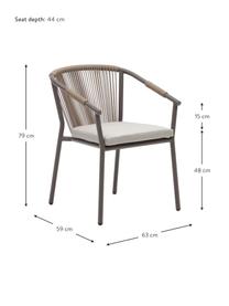 Chaise de jardin à accoudoirs Lay, Tissu beige, brun, larg. 63 x prof. 59 cm