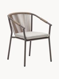 Ogrodowe krzesło z plecionki Jay, Tapicerka: 100% poliester, Stelaż: metal malowany proszkowo, Jasnobeżowa tkanina, taupe, S 63 x G 59 cm